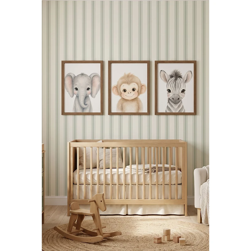 Oleka Safari Mini Framed Canvas Wall Art, Set of 3 - Oak Frame