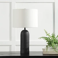 Augusta 25" Tall Black Resin Table Lamp with Drum Linen Shade (Set of 2)