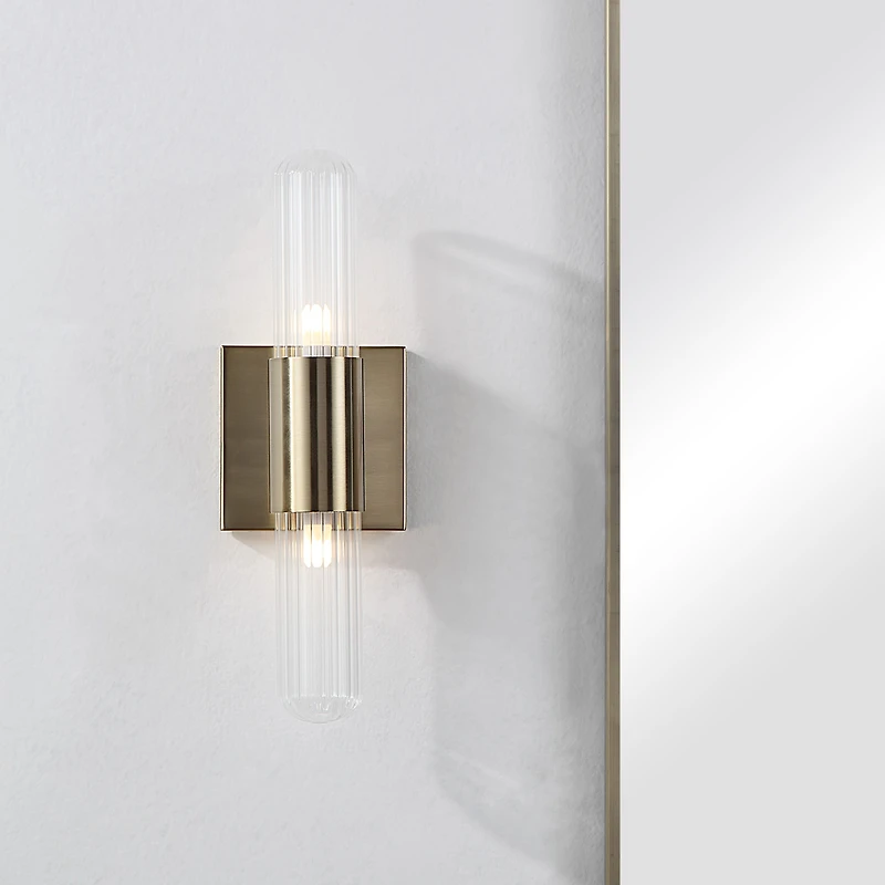 Chiara 15.75" Ribbed Clear 2-Light Wall Sconce