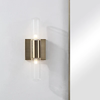 Chiara 15.75" Ribbed Clear 2-Light Wall Sconce