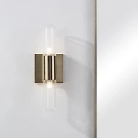 Chiara 15.75" Ribbed Clear 2-Light Wall Sconce