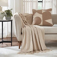Jeté « Curtis » en coton tissé beige