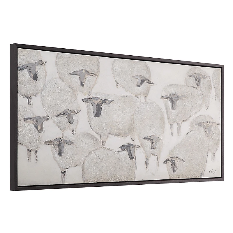 Shah 60" Wide Canvas Art with Wood Frame, Dark Grey