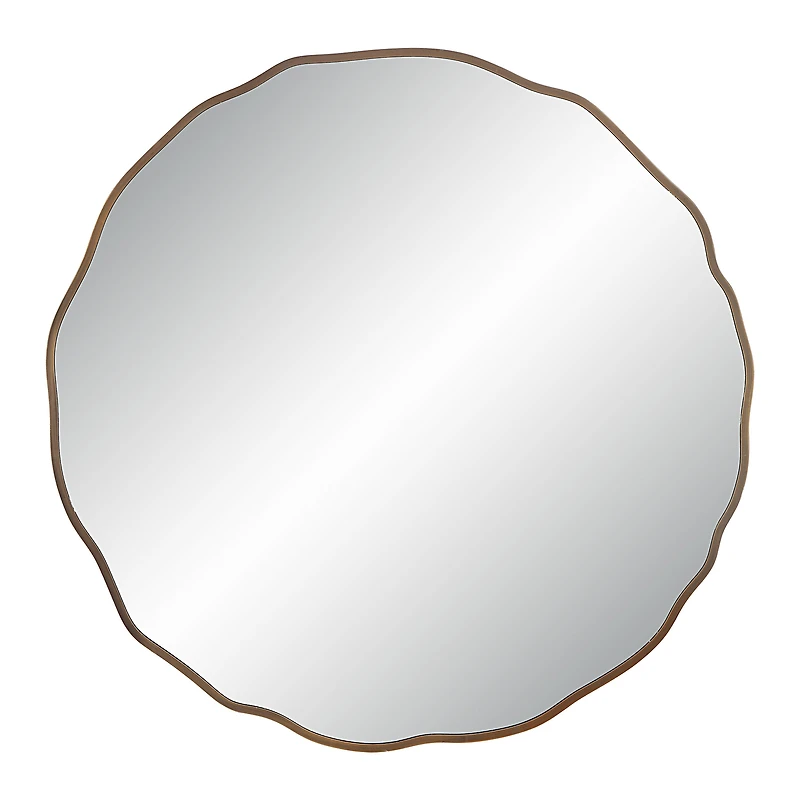 Bern 40" Tall Round Irregular Mirror, Antique Brushed Brass