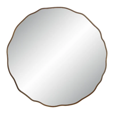 Bern 40" Tall Round Irregular Mirror, Antique Brushed Brass