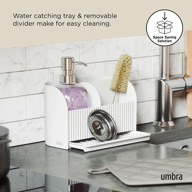 Umbra Sling Sink Caddy With Soap Pump - White