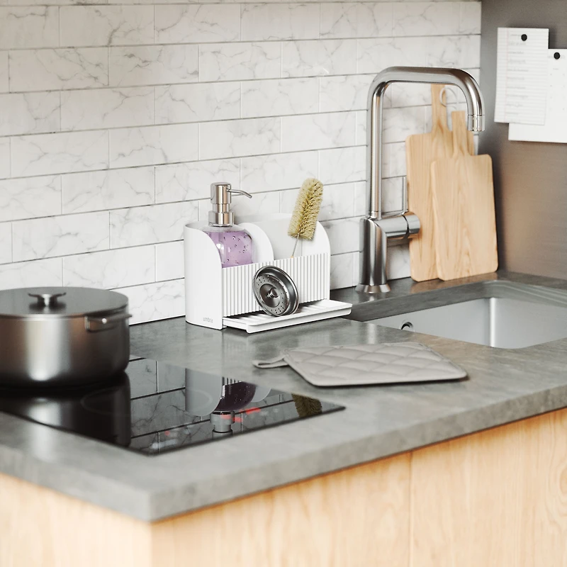 Umbra Sling Sink Caddy With Soap Pump - White