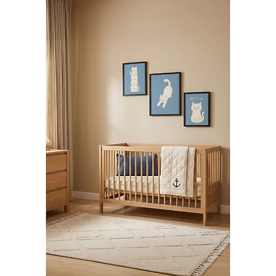 Oleka Blue Kitty art mural sur toile encadrée, ensemble de 3 - Cadre en bois noir