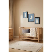 Oleka Blue Kitty art mural sur toile encadrée, ensemble de 3 - Cadre en bois noir