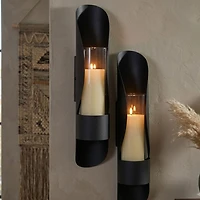 Wall Accent with Candles - Black, 19" x 4"