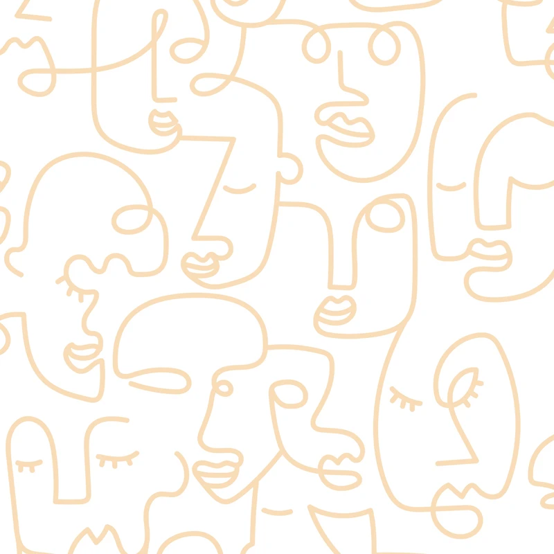 Papier peint mural « White Gold Abstract Line Faces »