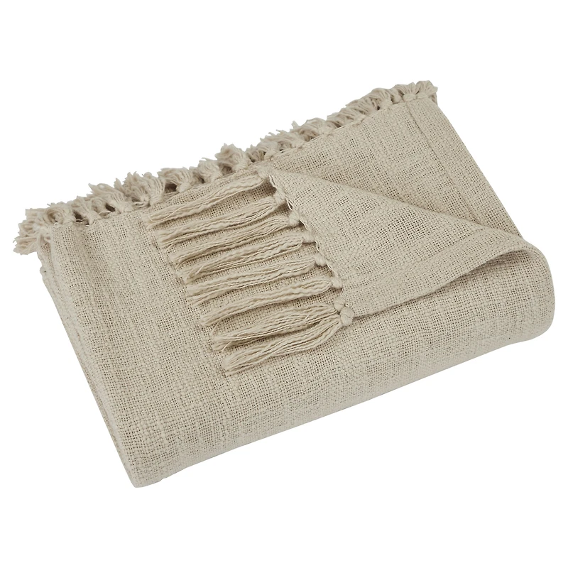 Jeté « Curtis » en coton tissé beige