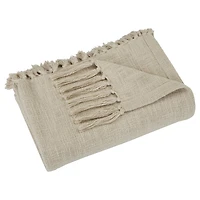 Jeté « Curtis » en coton tissé beige