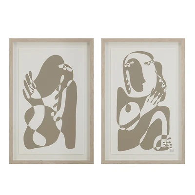 Cybel 24.1" Wide Wall Art with Wood Frame, Walnut