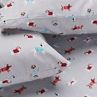 Holiday Dogs Flannel Shet Set