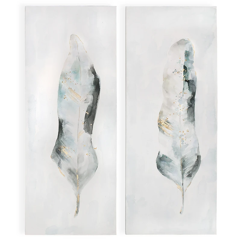 Plume Set of 2 Hand Painted Canvas