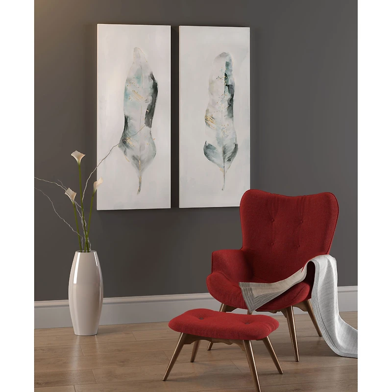 Plume Set of 2 Hand Painted Canvas