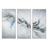 Ensemble de 3 toiles triptyques peintes à la main « Mystic Mistral »