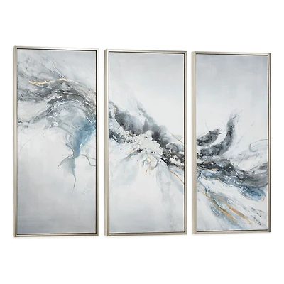 Ensemble de 3 toiles triptyques peintes à la main « Mystic Mistral »