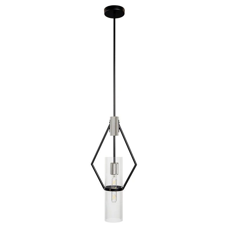 Everly Single Light Pendant Black and Chrome