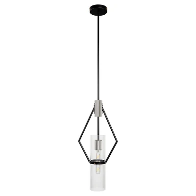 Everly Single Light Pendant Black and Chrome