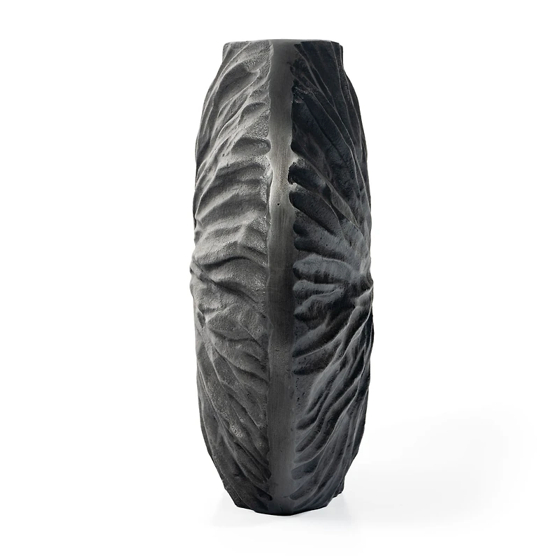 Cadence 10" Large Grey Metal Table Vase