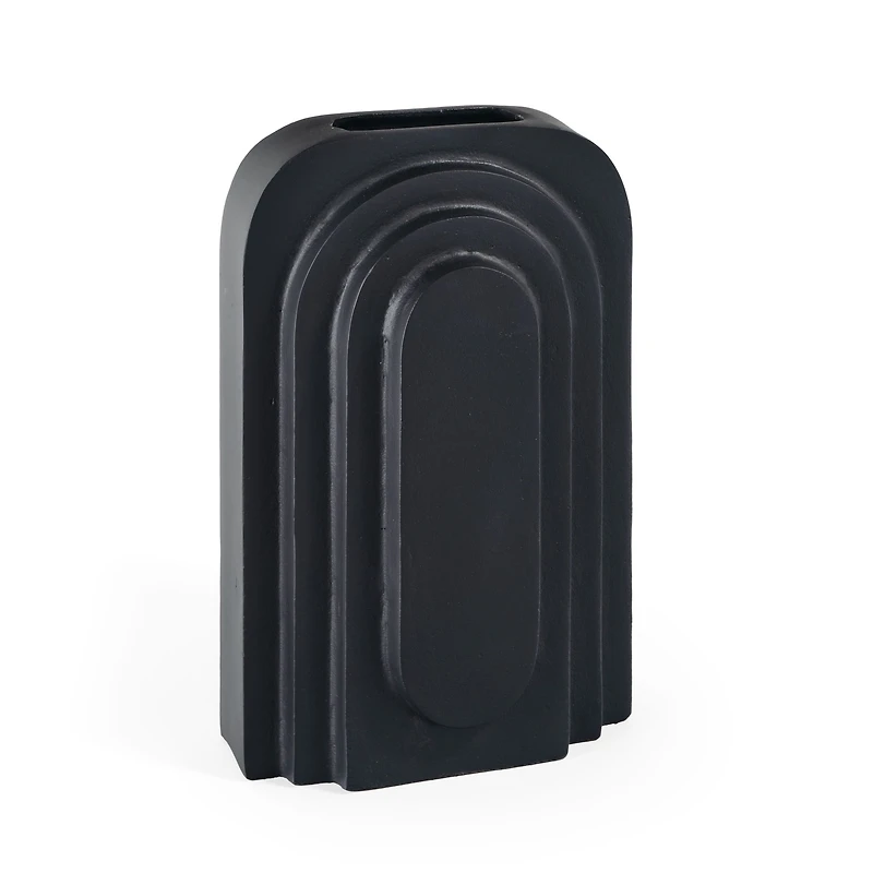 Calyx 12" Large Black Decorative Metal Table Vase