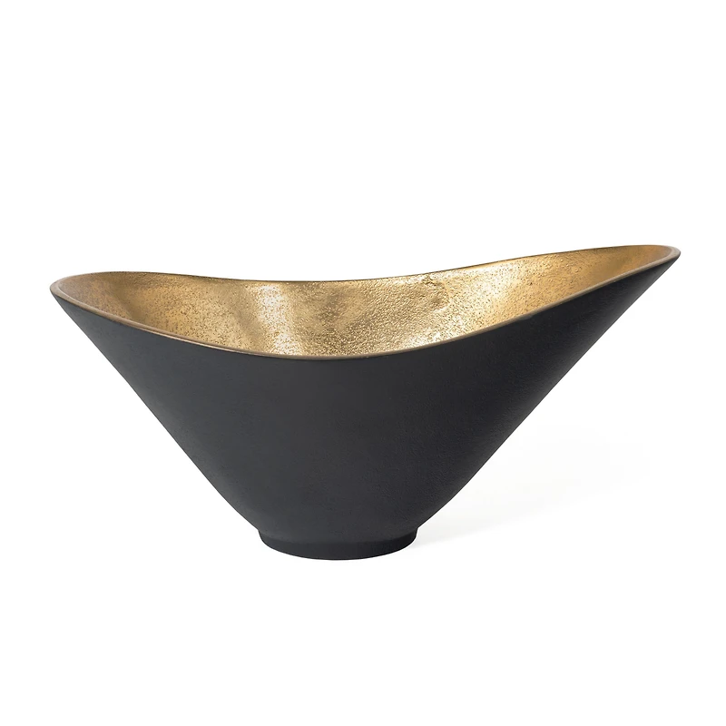 Grand bol décoratif en métal « Lazaro » - Doré et noir