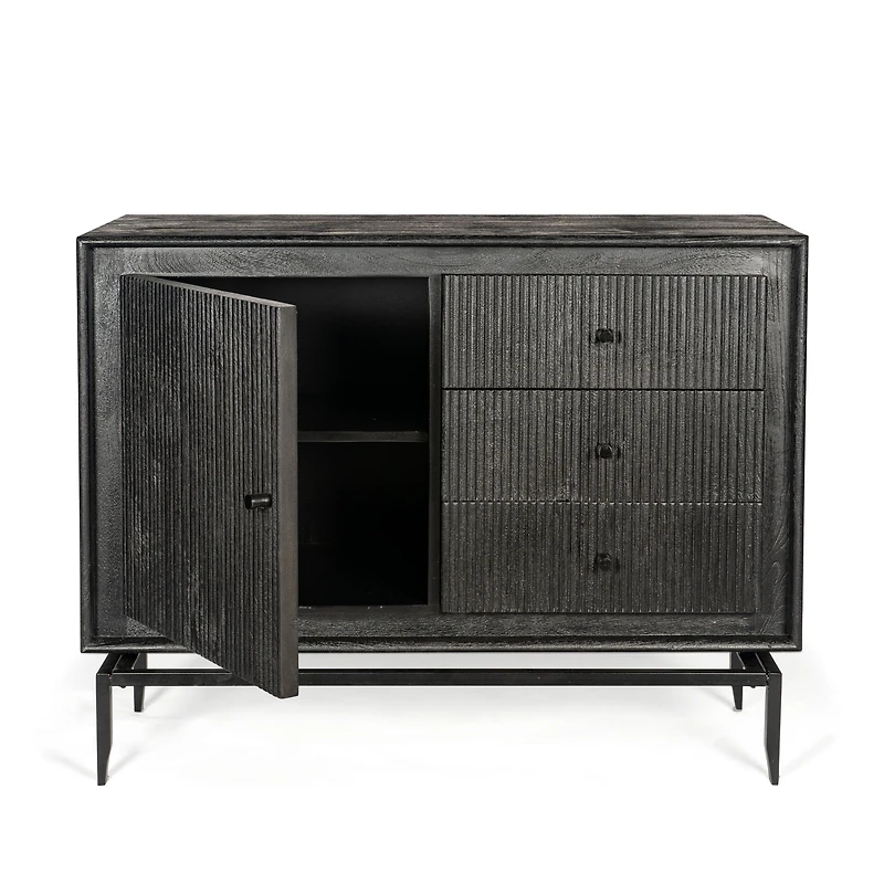 Camilo 3-Drawer Wood Accent Black Cabinet