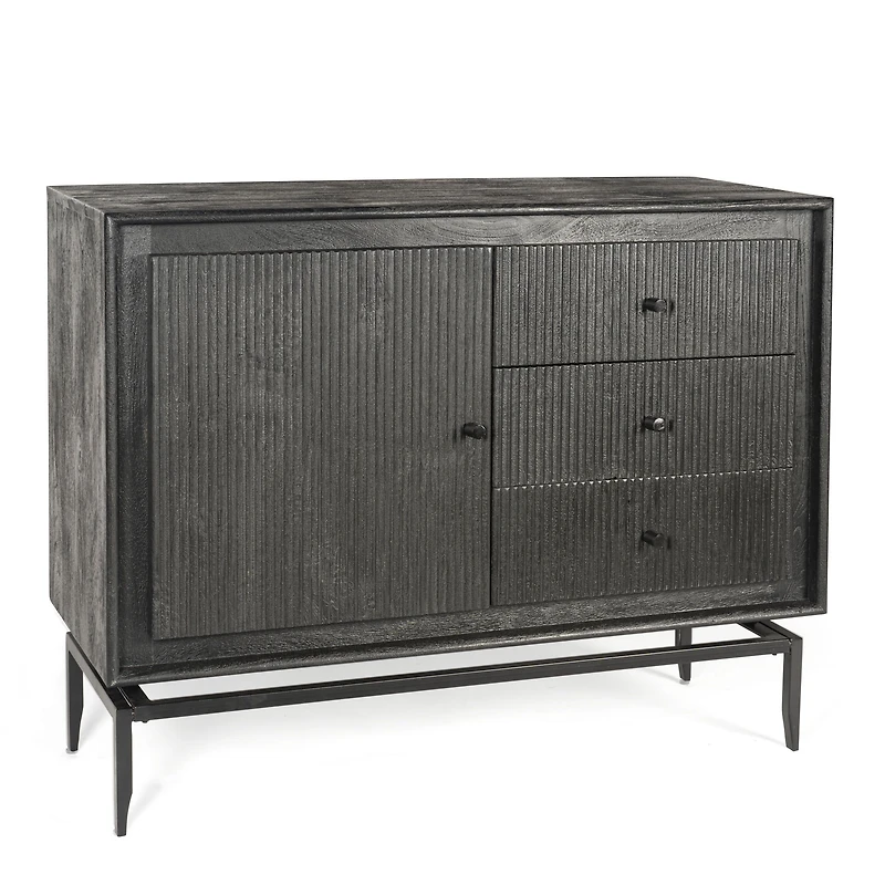 Camilo 3-Drawer Wood Accent Black Cabinet