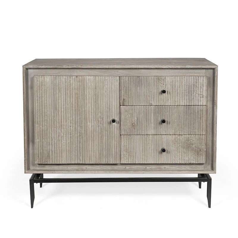 Camilo 3 Drawer Wood Accent Grey Cabinet
