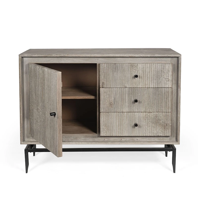 Camilo 3 Drawer Wood Accent Grey Cabinet