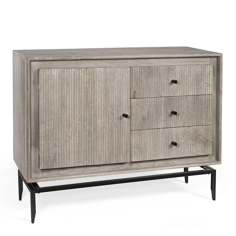 Camilo 3 Drawer Wood Accent Grey Cabinet