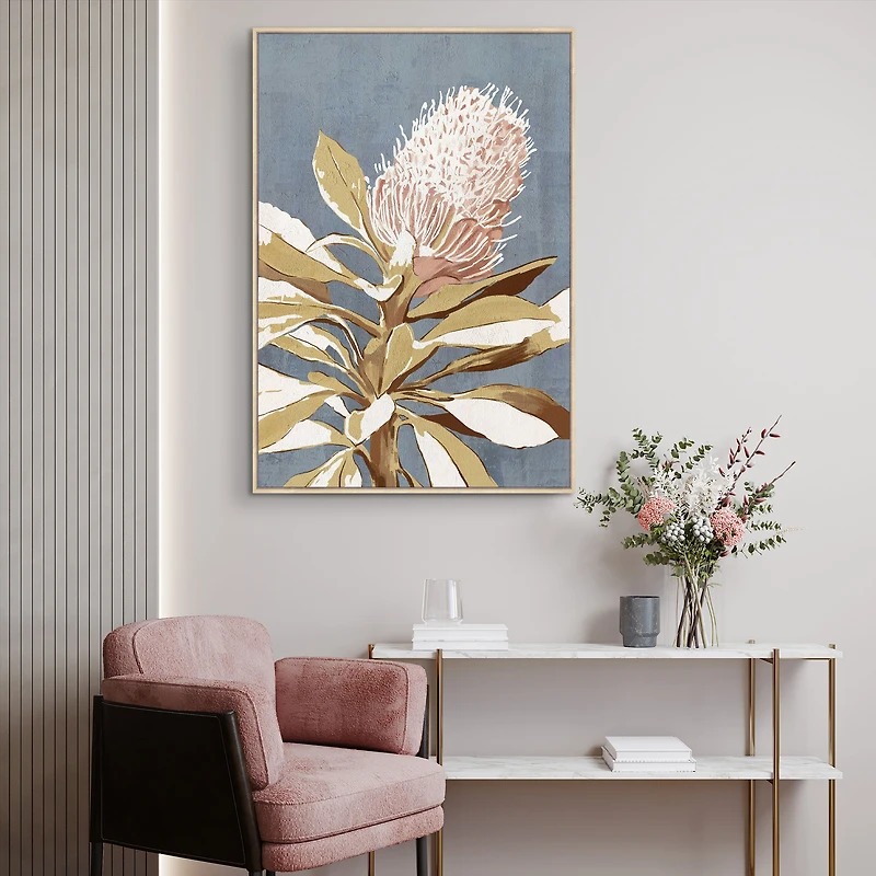 Impression florale, toile peinte à la main