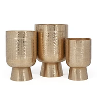Davina Gold Metal Floor Planters - Set of 3