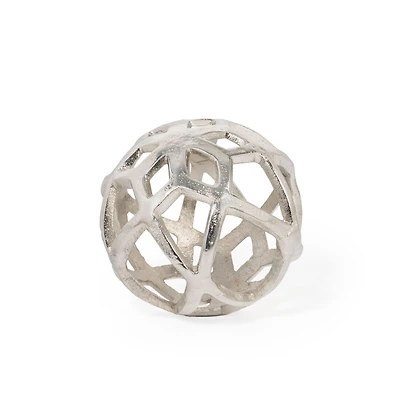 Vyan Small Metal Orb Sculpture - Silver