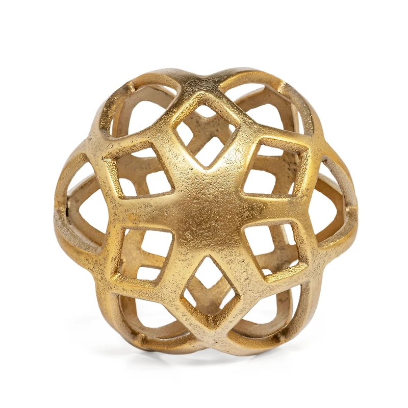 Vyan Large Metal Orb Sculpture - Gold