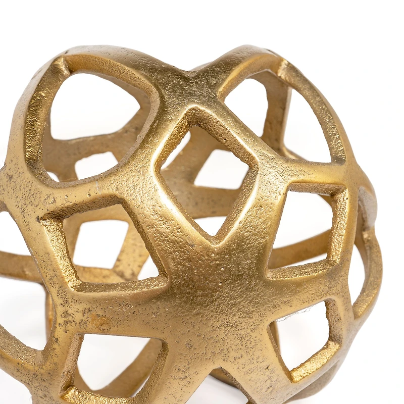 Vyan Large Metal Orb Sculpture - Gold
