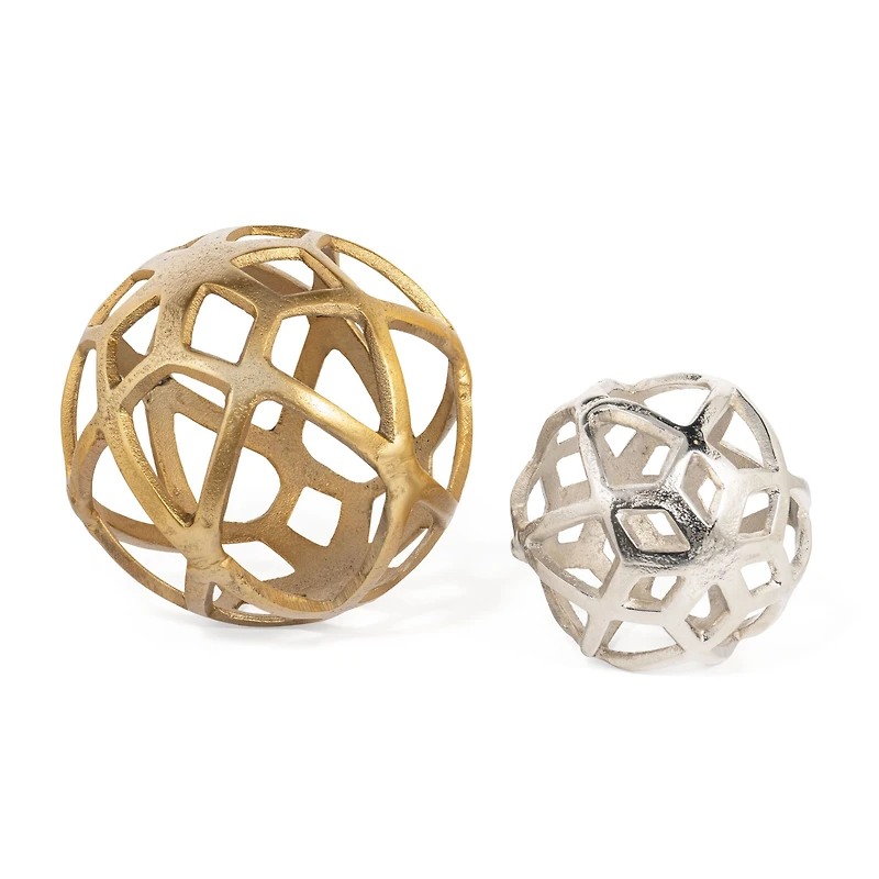 Vyan Large Metal Orb Sculpture - Gold