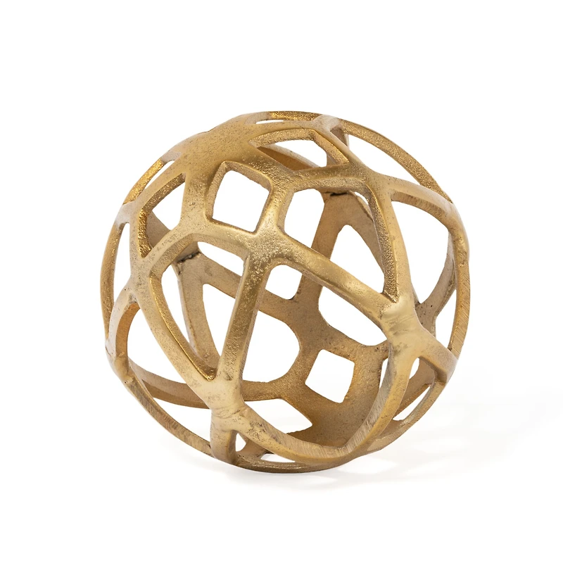 Vyan Large Metal Orb Sculpture - Gold