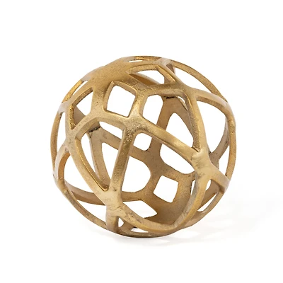 Vyan Large Metal Orb Sculpture - Gold