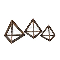 Cyrus Bronze Metal Pyramid Sculptures - Set of 3