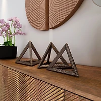 Cyrus Bronze Metal Pyramid Sculptures - Set of 3