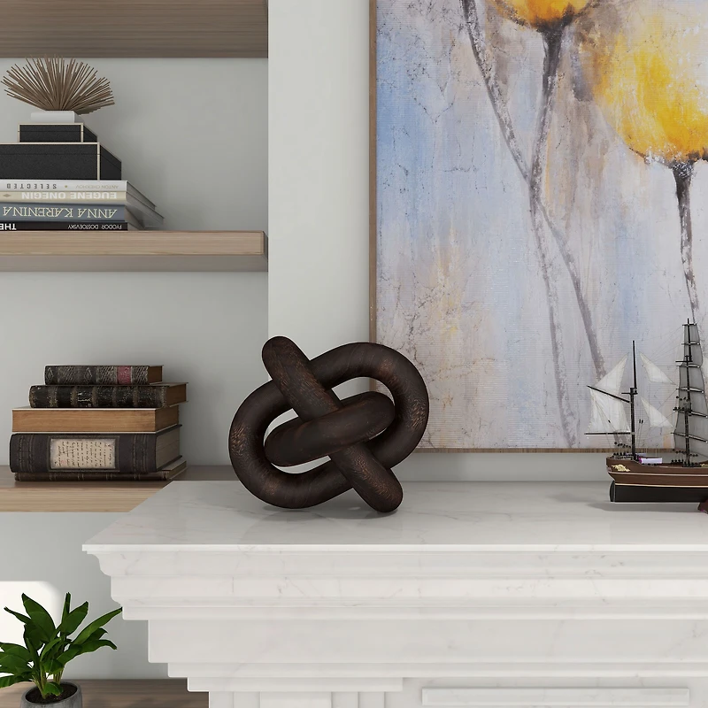 Devante Large Wood knot Sculpture - Dark Brown