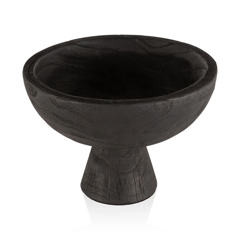Blayne Wood Pedestal Bowl - Black