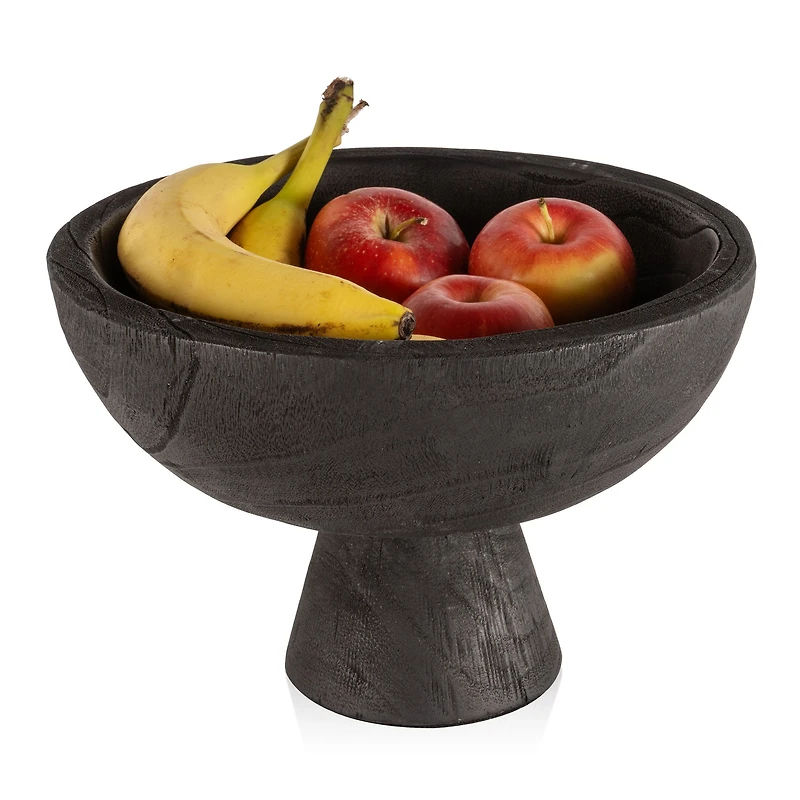 Blayne Wood Pedestal Bowl - Black