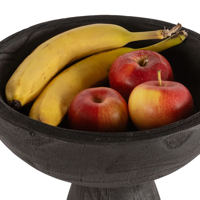 Blayne Wood Pedestal Bowl - Black