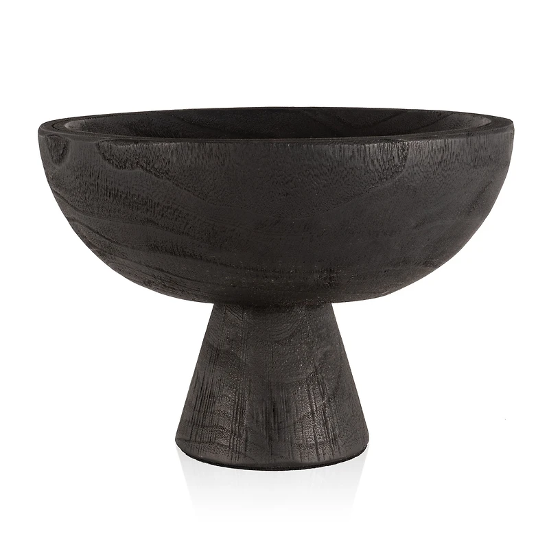 Blayne Wood Pedestal Bowl - Black