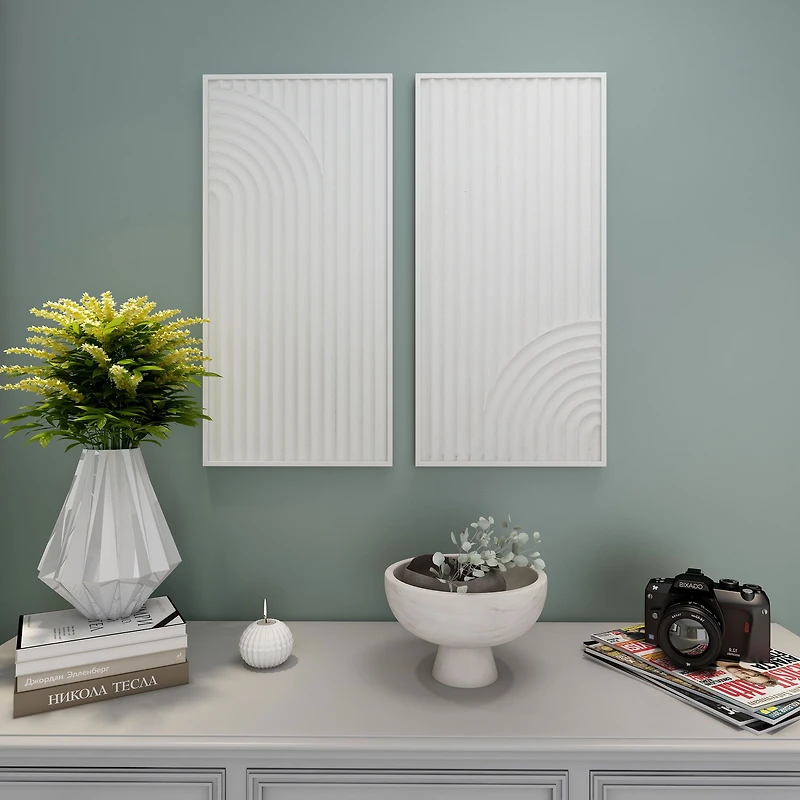 Saanvi Metal Wall Decor, White - Set of 2