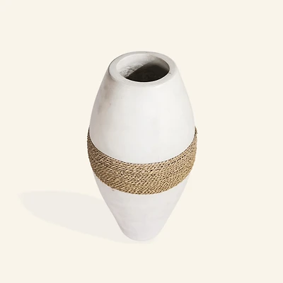 Cement and Sea Grass Decorative Vase  